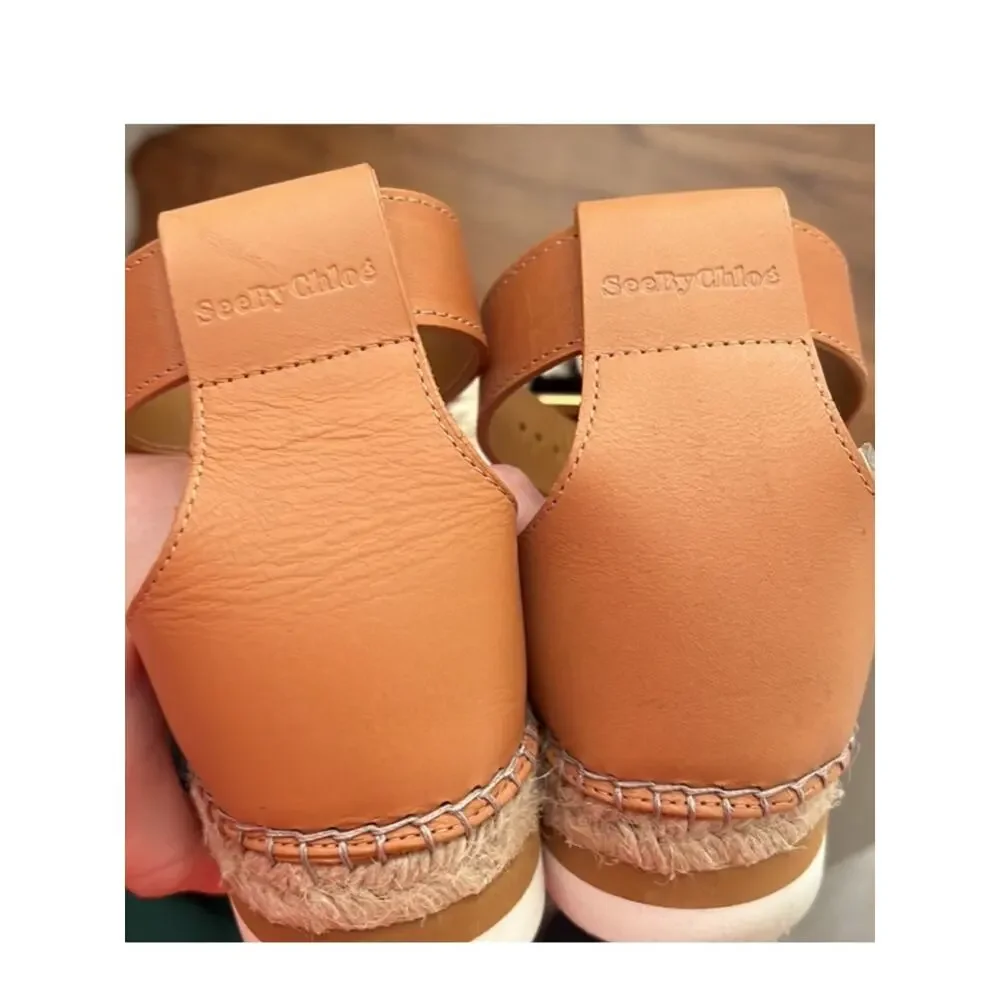 See By Chloé Cream and Tan Espadrille Sandal